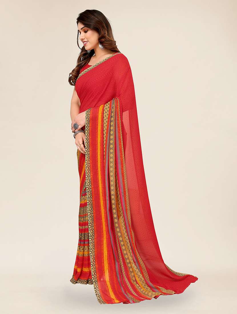 women printed casual wear saree with blouse - 22049319 -  Standard Image - 3