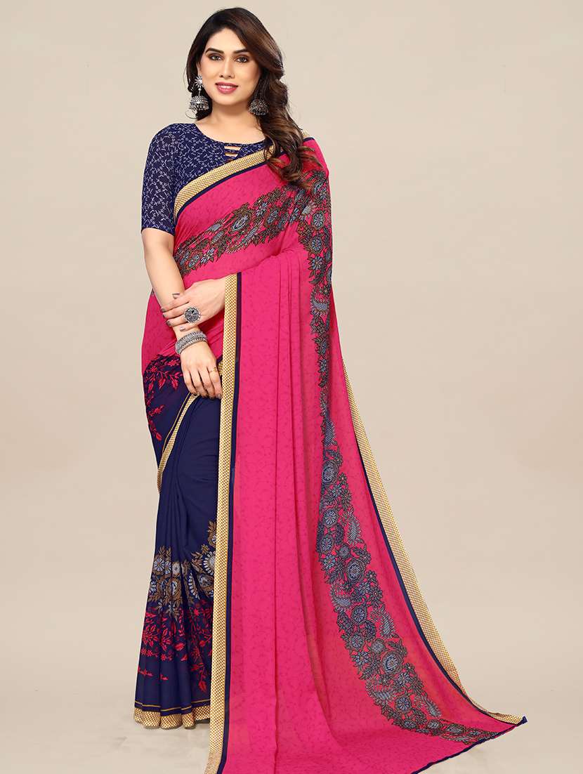 women printed casual wear saree with blouse
