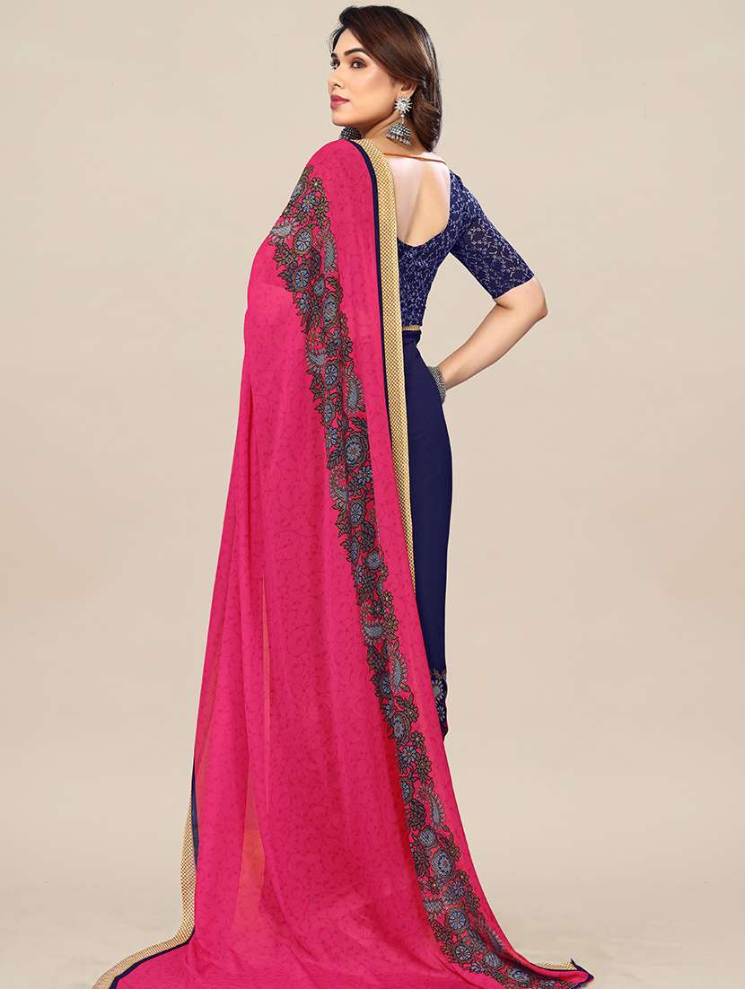 women printed casual wear saree with blouse - 22049324 -  Standard Image - 3