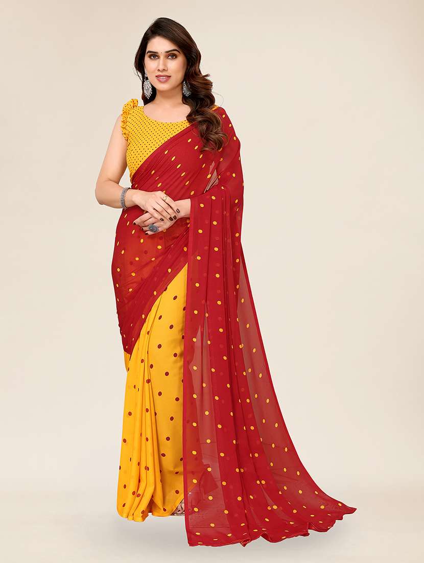women printed casual wear saree with blouse
