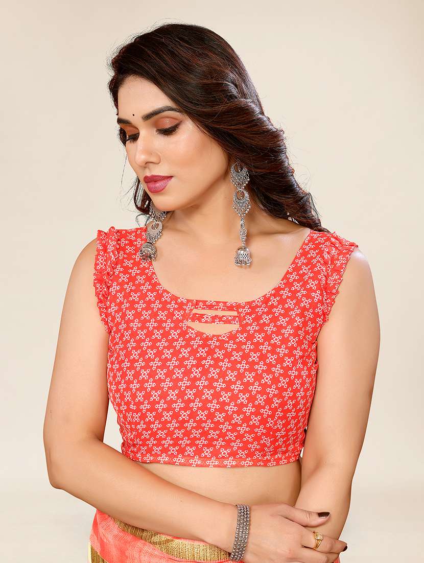 women printed casual wear saree with blouse - 22049336 -  Standard Image - 5
