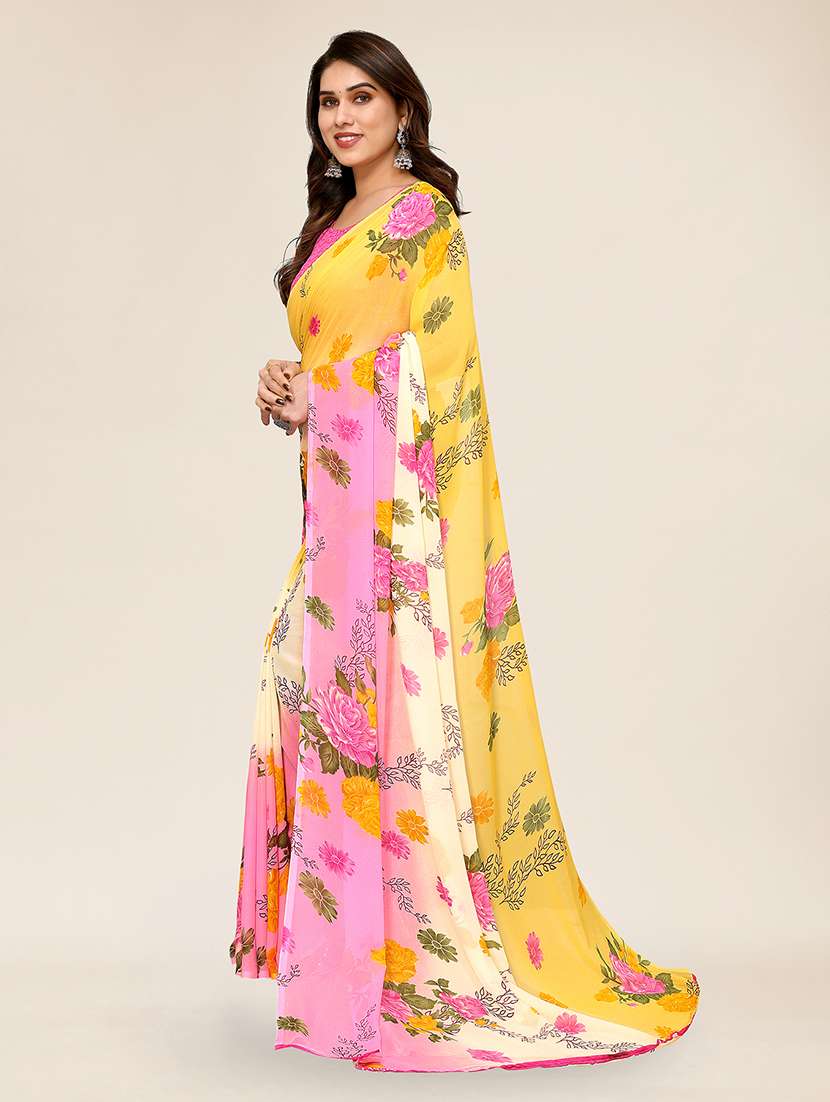 women printed casual wear saree with blouse - 22049337 -  Standard Image - 3
