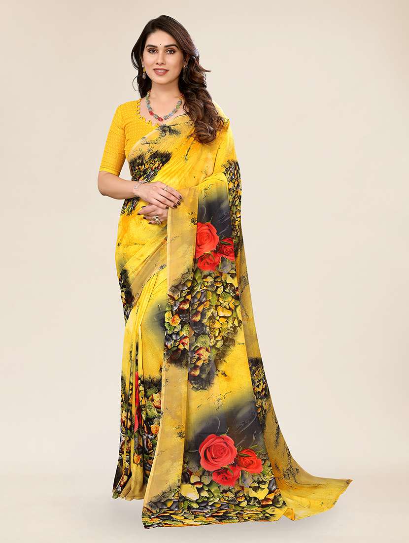 women printed casual wear saree with blouse