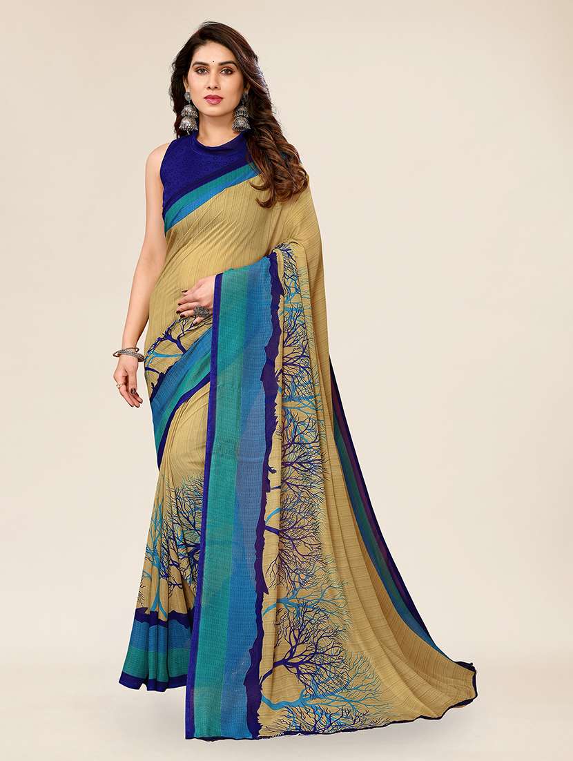 women printed casual wear saree with blouse