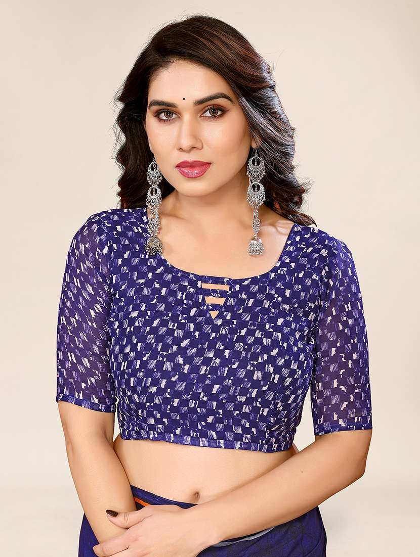 women printed casual wear saree with blouse - 22049343 -  Standard Image - 3