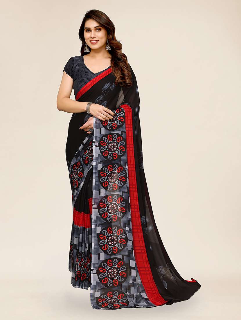women printed casual wear saree with blouse