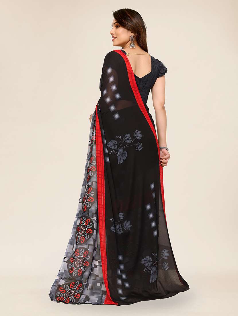 women printed casual wear saree with blouse - 22049344 -  Standard Image - 3