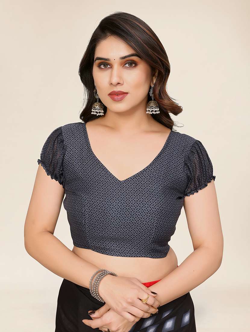 women printed casual wear saree with blouse - 22049344 -  Standard Image - 5