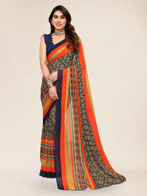 women printed casual wear saree with blouse - 22049345 -  Standard Image - 0
