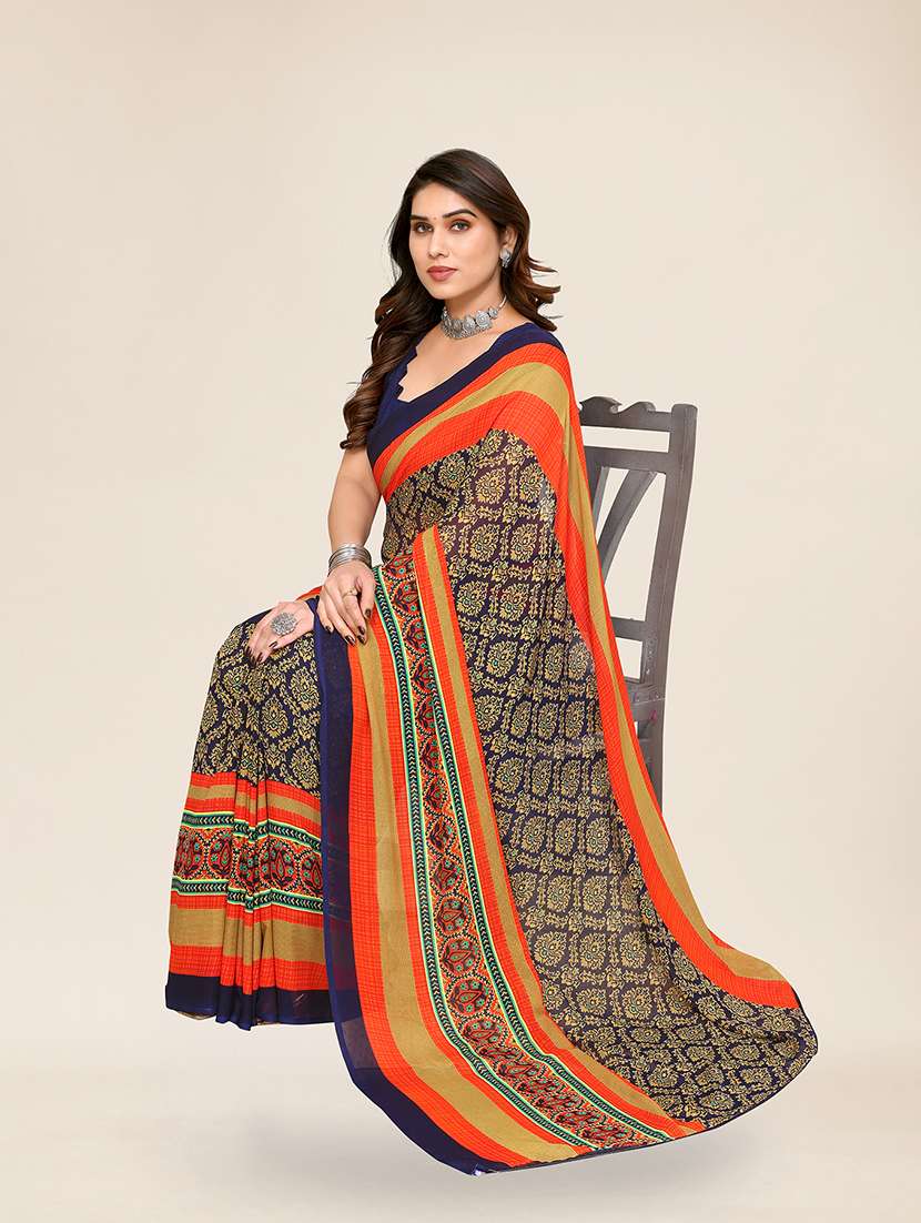 women printed casual wear saree with blouse - 22049345 -  Standard Image - 3