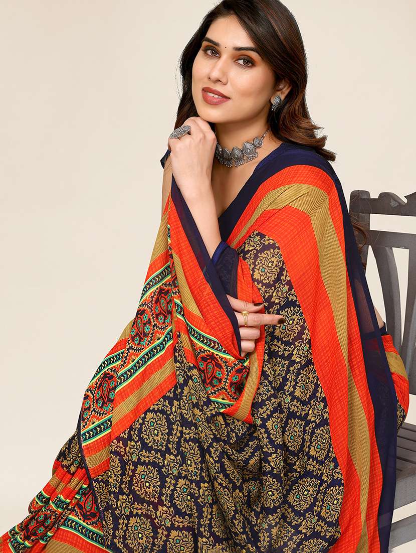 women printed casual wear saree with blouse - 22049345 -  Standard Image - 5