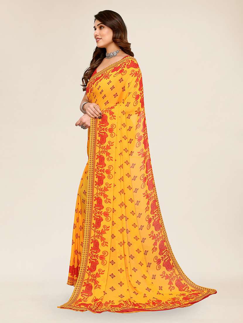 women printed casual wear saree with blouse - 22049348 -  Standard Image - 5