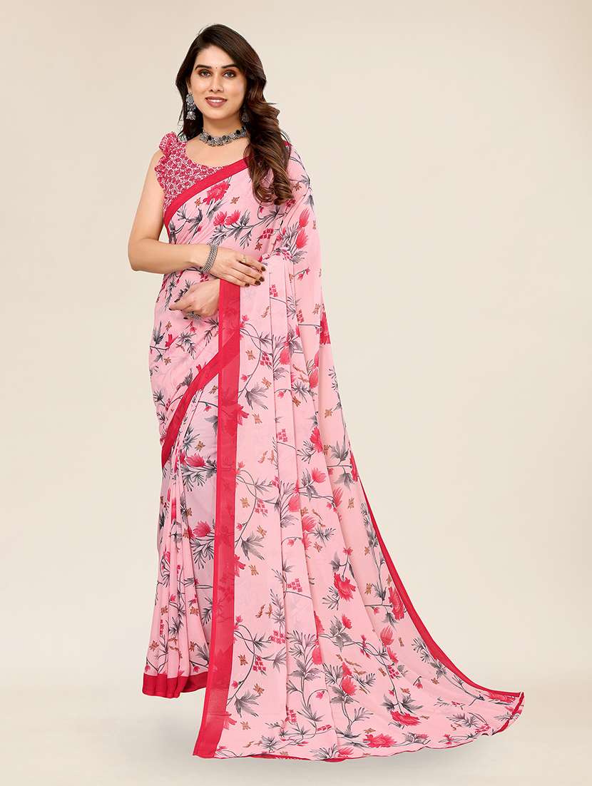 women printed casual wear saree with blouse