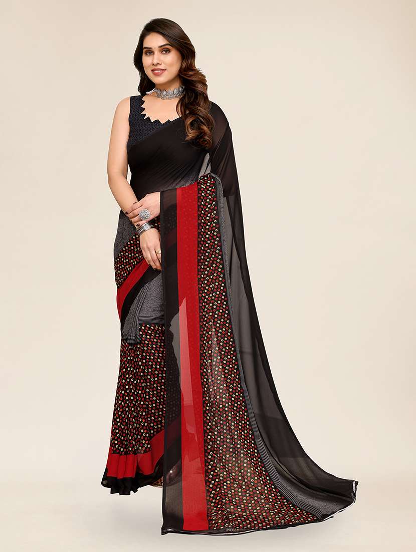 women printed casual wear saree with blouse