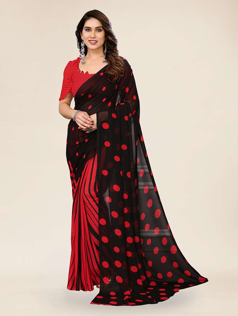 women printed casual wear saree with blouse