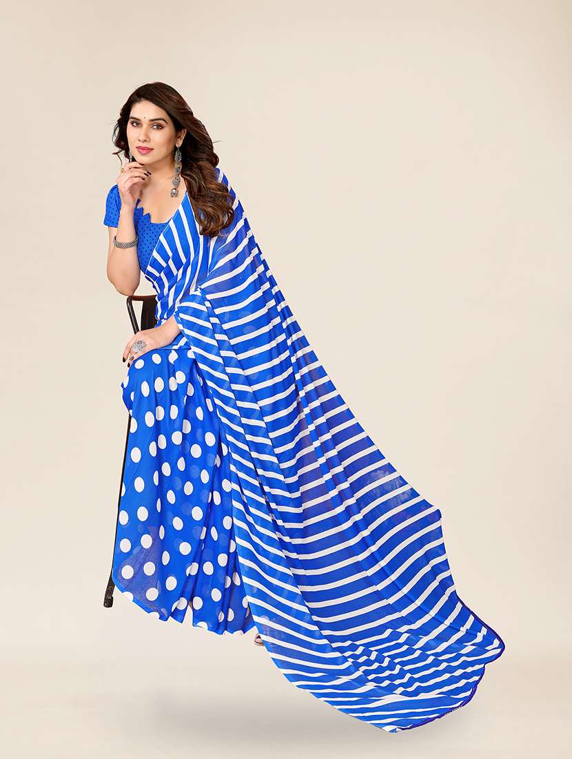 women printed casual wear saree with blouse - 22049362 -  Standard Image - 3
