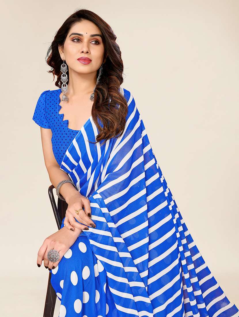 women printed casual wear saree with blouse - 22049362 -  Standard Image - 5