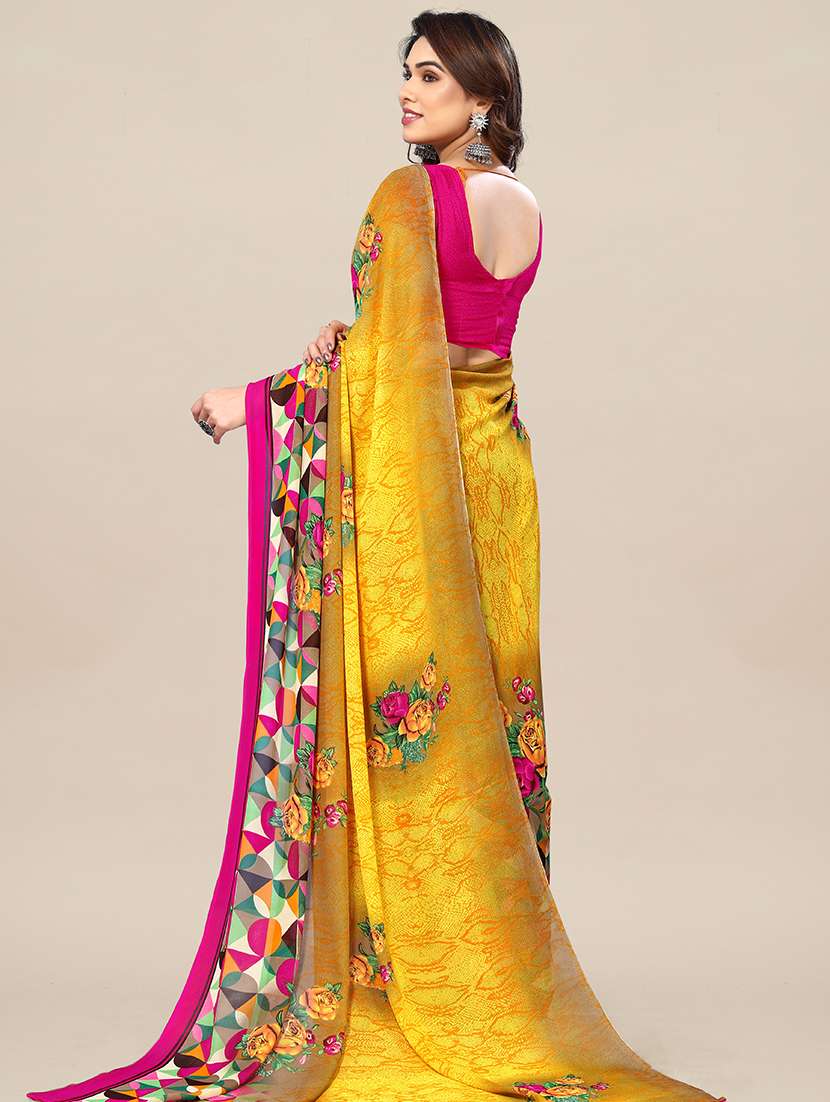 women printed casual wear saree with blouse - 22049364 -  Standard Image - 3