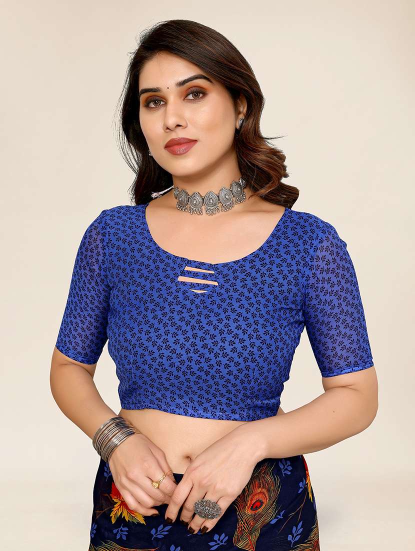 women printed casual wear saree with blouse - 22049367 -  Standard Image - 5