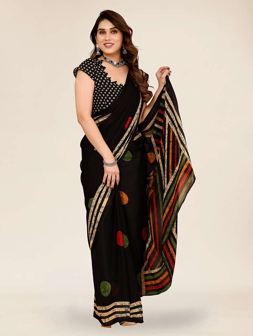 women printed casual wear saree with blouse - 22049369 -  Standard Image - 3