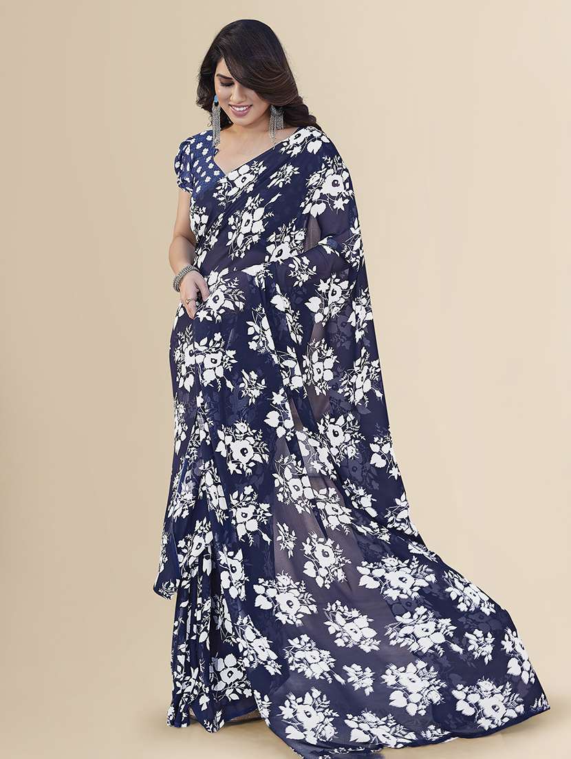 women printed casual wear saree with blouse - 22049371 -  Standard Image - 5