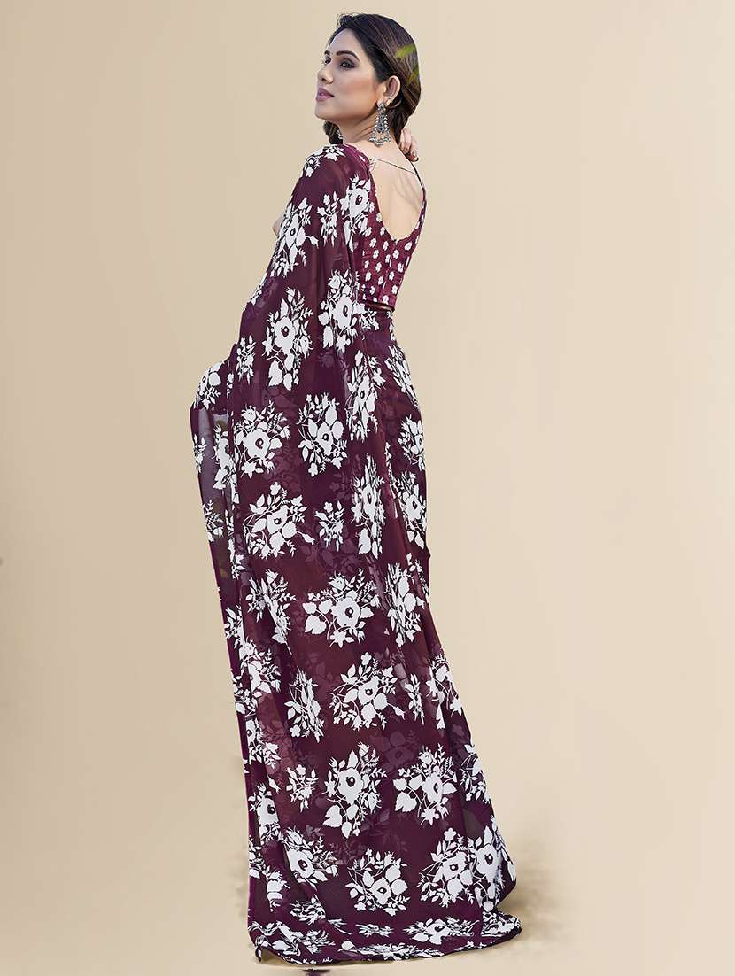 women printed casual wear saree with blouse - 22049373 -  Standard Image - 3