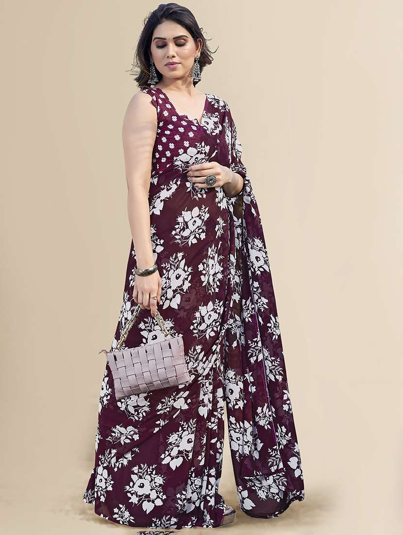 women printed casual wear saree with blouse - 22049373 -  Standard Image - 5