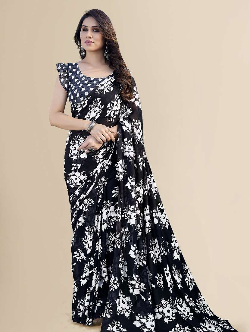women printed casual wear saree with blouse