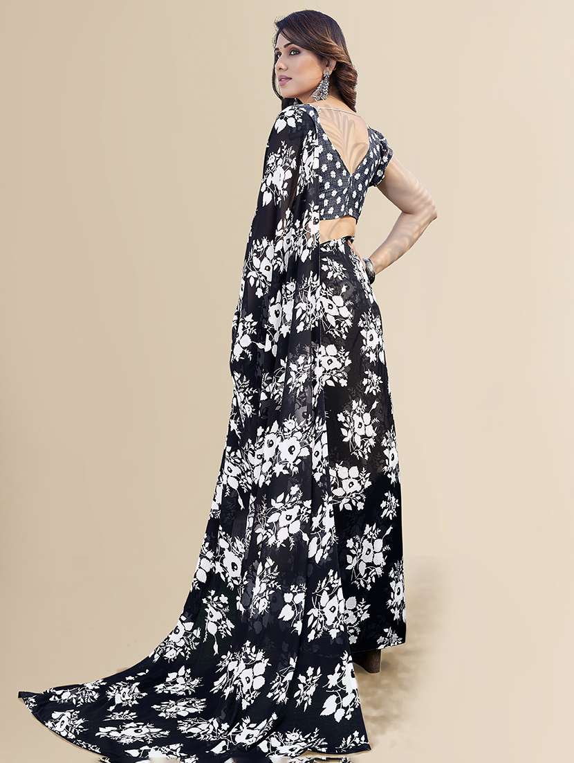 women printed casual wear saree with blouse - 22049375 -  Standard Image - 3