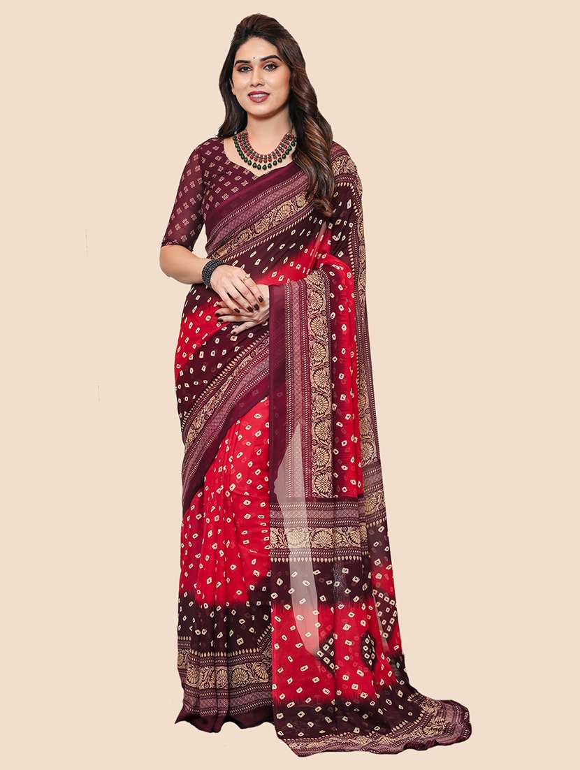 women printed casual wear saree with blouse