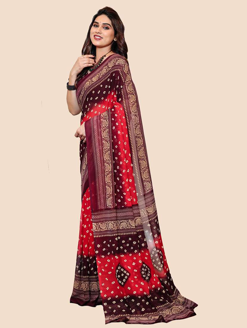 women printed casual wear saree with blouse - 22049383 -  Standard Image - 3