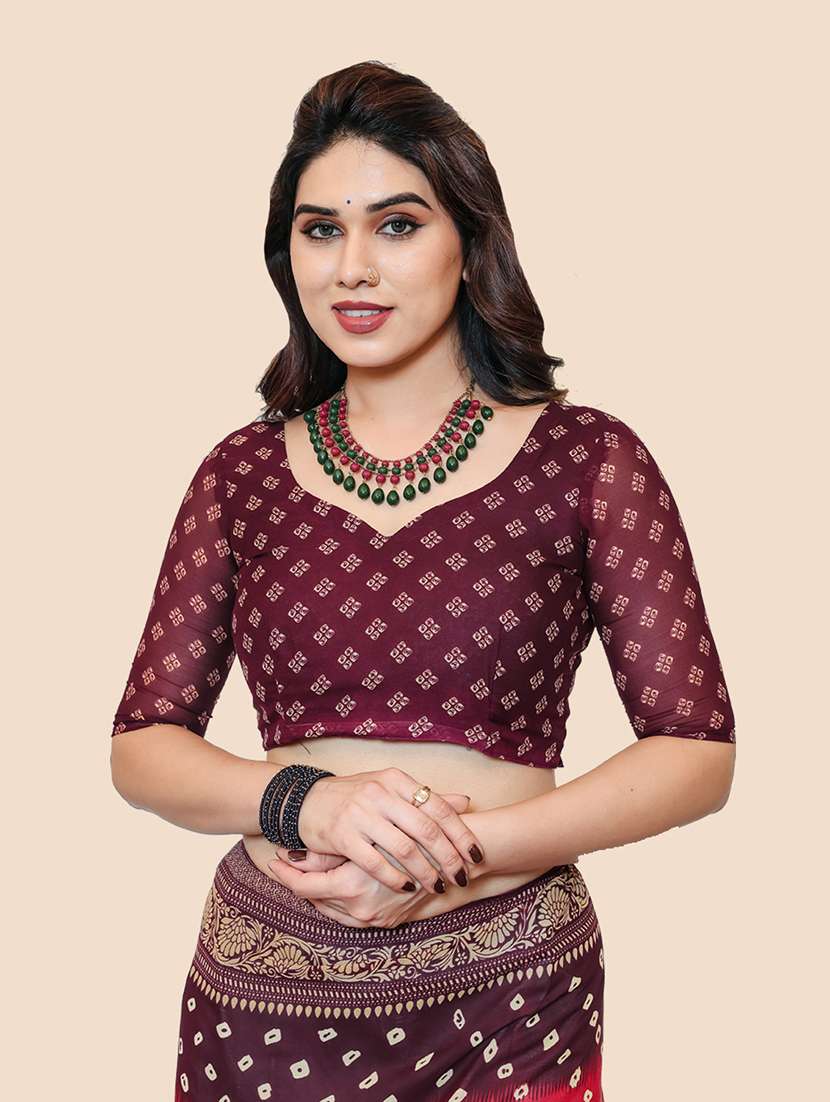 women printed casual wear saree with blouse - 22049383 -  Standard Image - 5