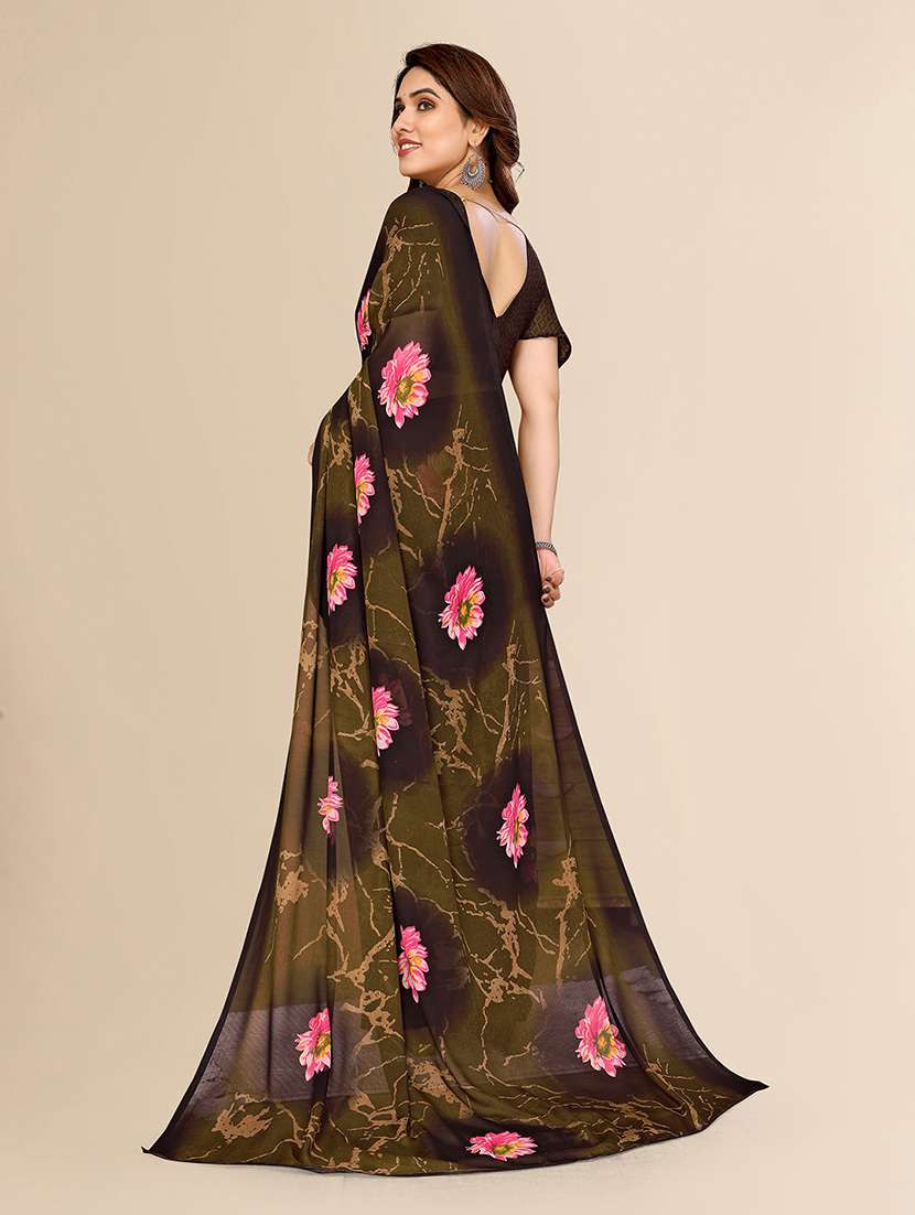 women printed casual wear saree with blouse - 22049385 -  Standard Image - 3