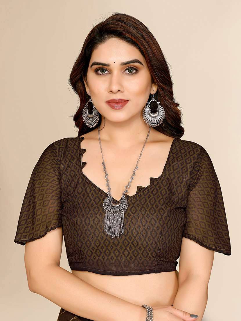 women printed casual wear saree with blouse - 22049385 -  Standard Image - 5