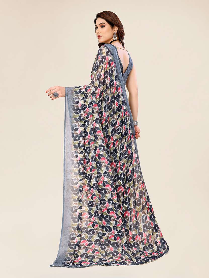 women printed casual wear saree with blouse - 22049387 -  Standard Image - 5