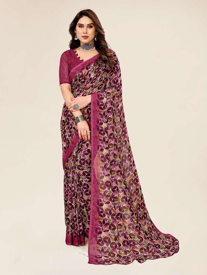women printed casual wear saree with blouse