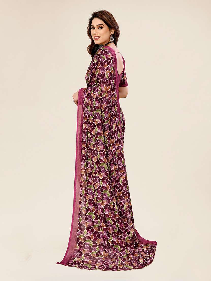 women printed casual wear saree with blouse - 22049389 -  Standard Image - 3