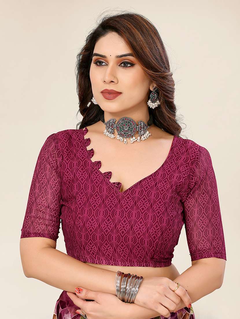 women printed casual wear saree with blouse - 22049389 -  Standard Image - 5