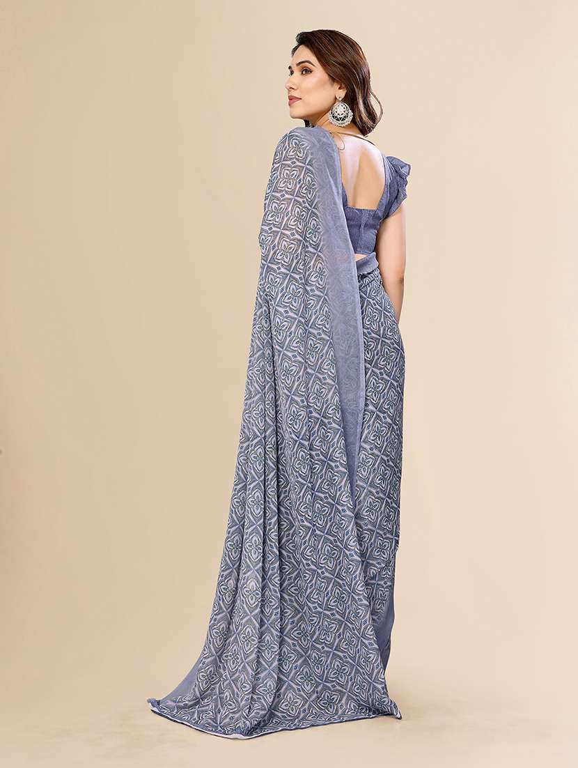 women printed casual wear saree with blouse - 22049402 -  Standard Image - 3