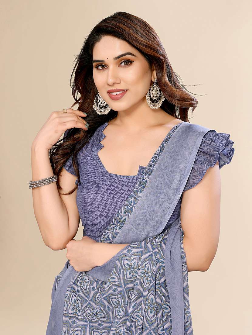 women printed casual wear saree with blouse - 22049402 -  Standard Image - 5