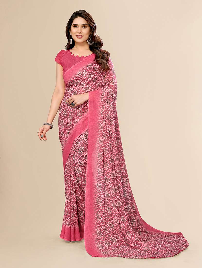 women printed casual wear saree with blouse - 22049404 -  Zoom Image - 0