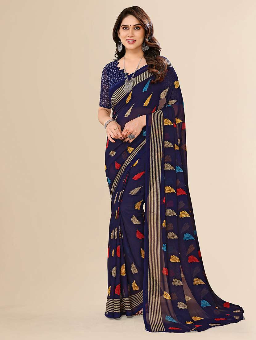 women printed casual wear saree with blouse