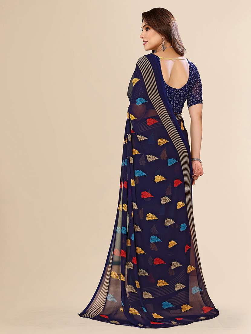 women printed casual wear saree with blouse - 22049407 -  Standard Image - 3