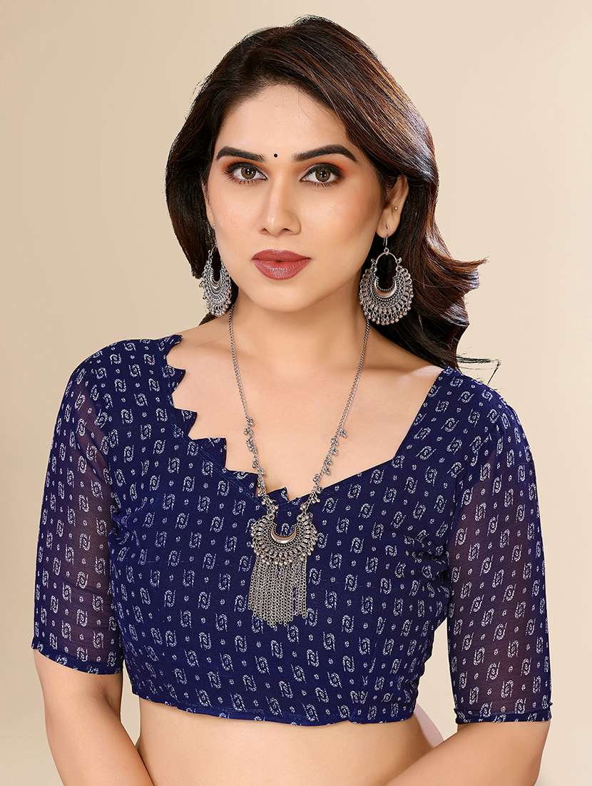 women printed casual wear saree with blouse - 22049407 -  Standard Image - 5