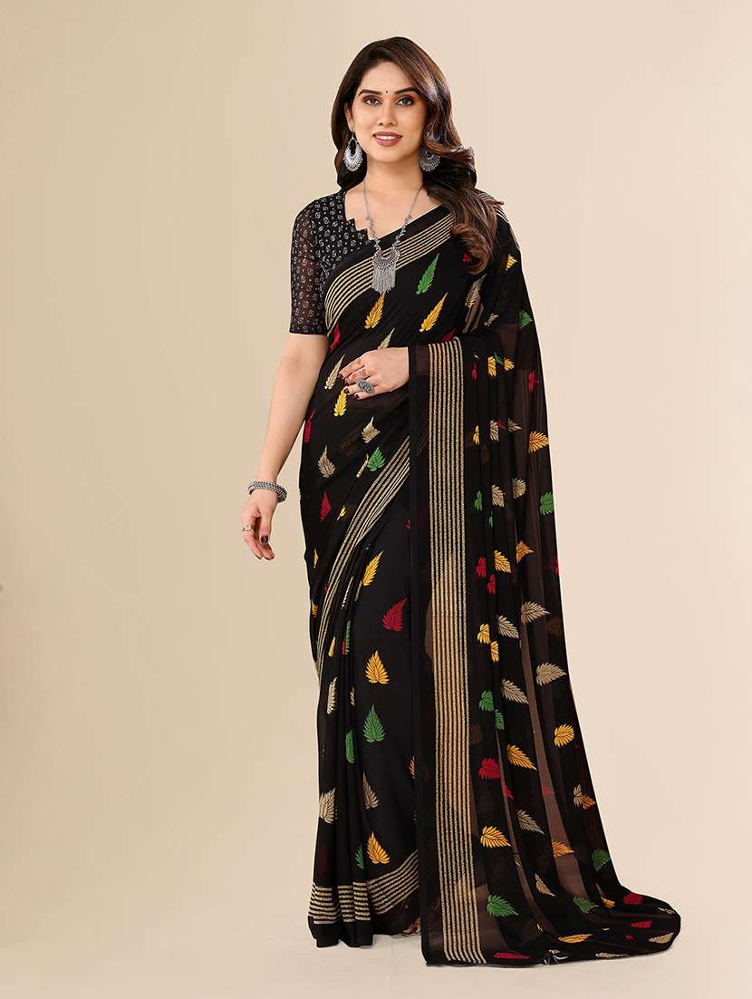 women printed casual wear saree with blouse