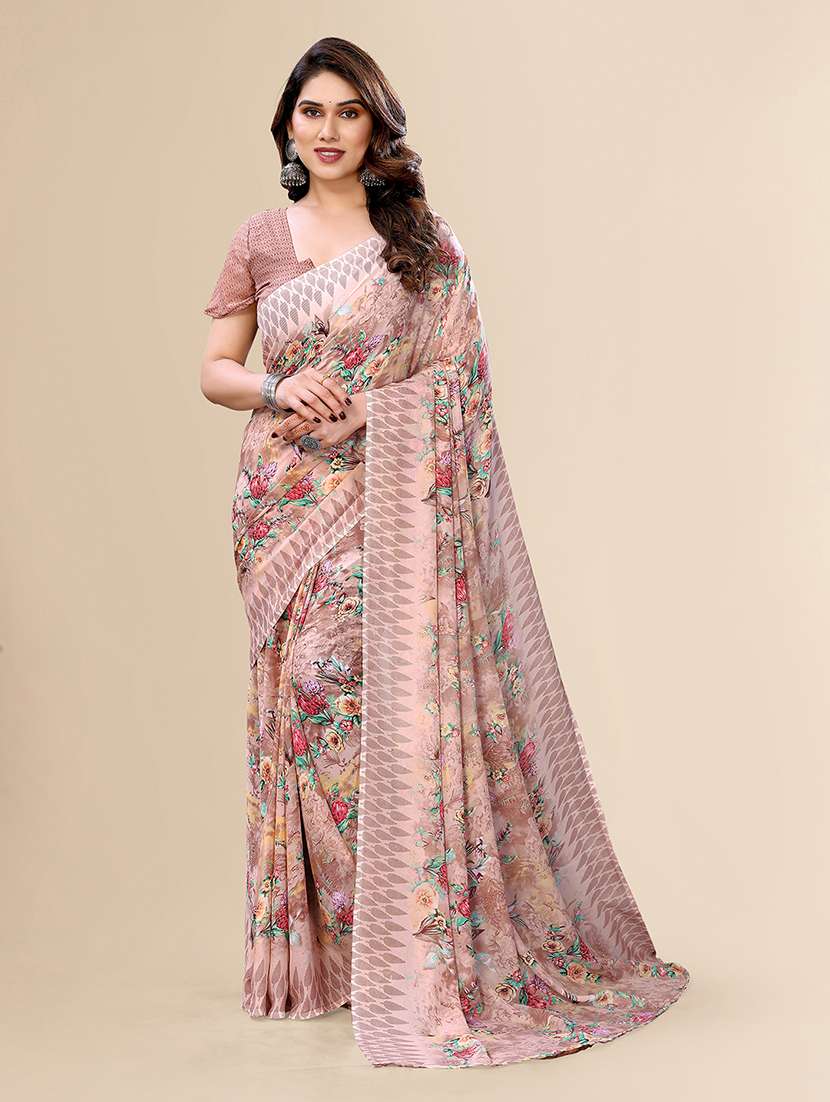 women printed casual wear saree with blouse