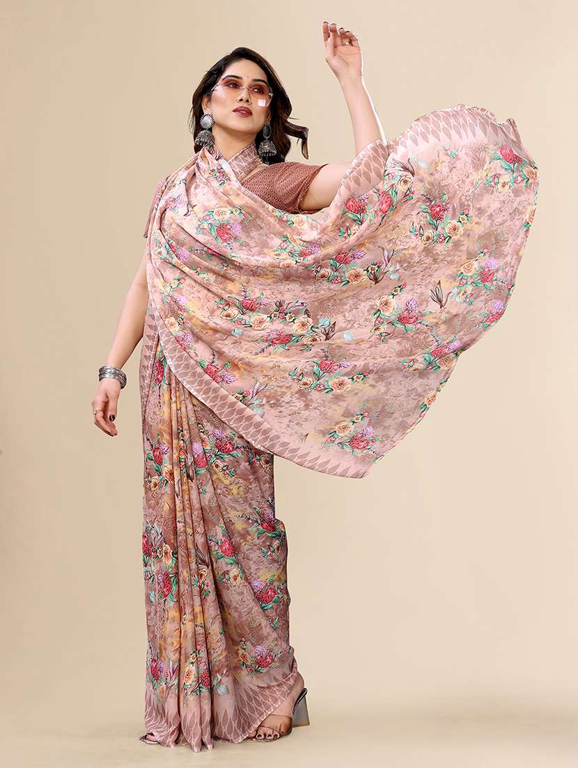 women printed casual wear saree with blouse - 22049410 -  Standard Image - 5