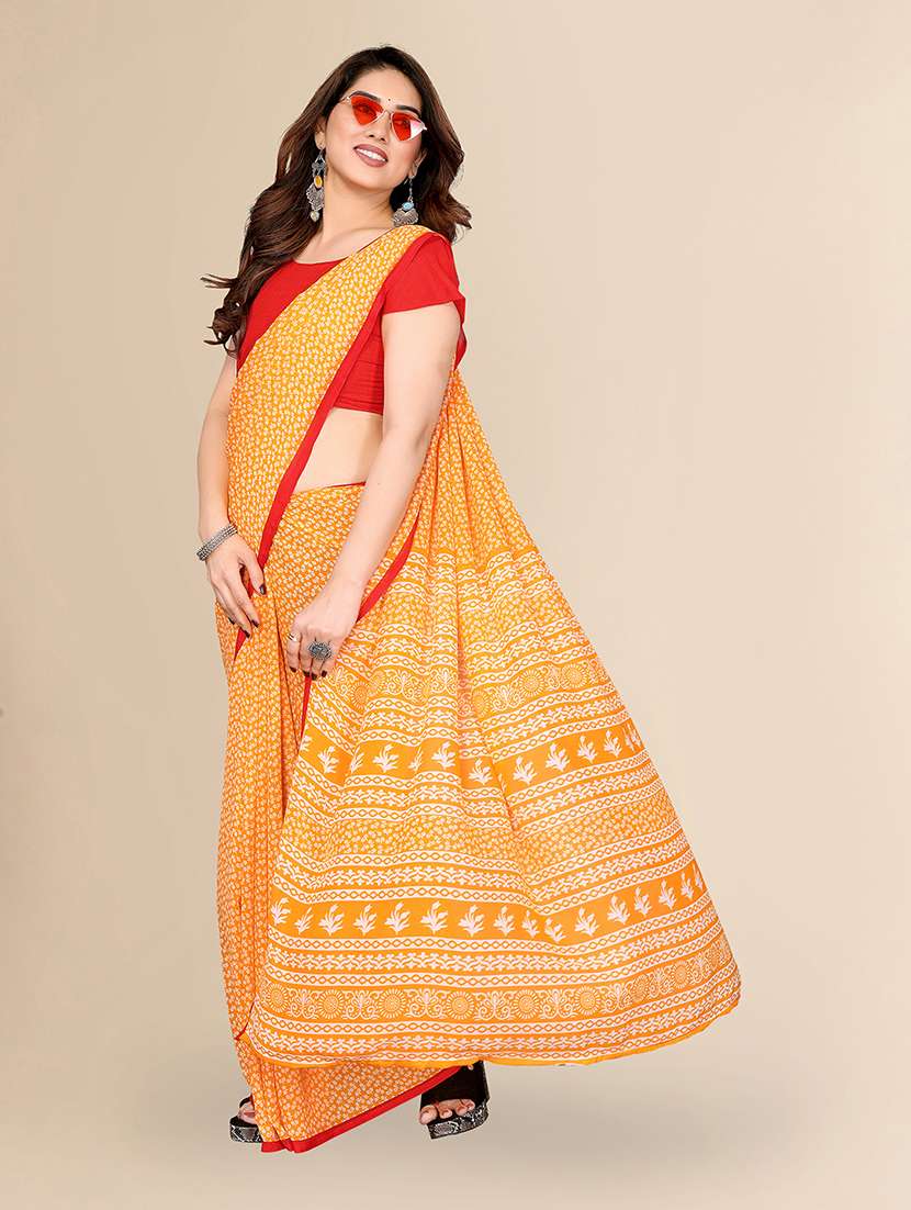 women printed casual wear saree with blouse - 22049416 -  Standard Image - 5