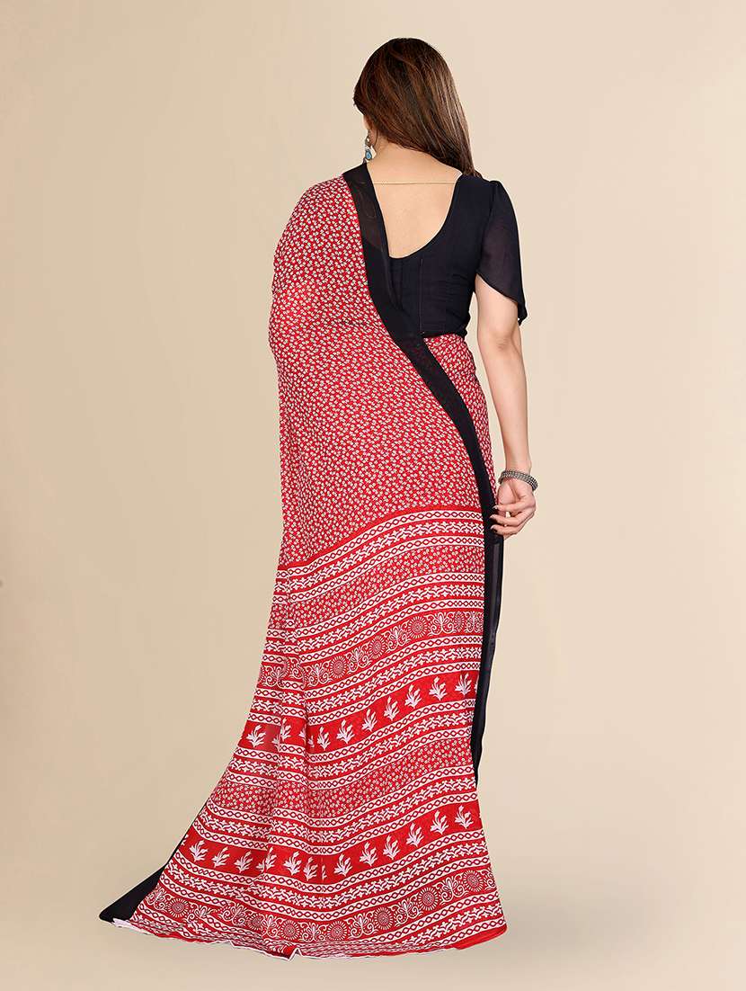 women printed casual wear saree with blouse - 22049417 -  Standard Image - 3