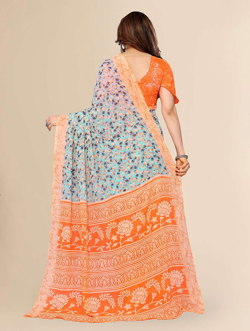 women printed casual wear saree with blouse - 22049419 -  Standard Image - 3